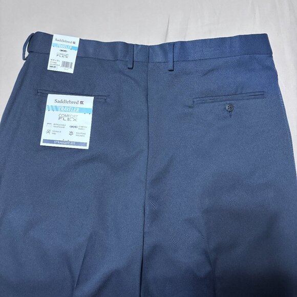 Saddlebred Traveler Comfort Flex Dress Pants 36x32 Dark Blue Straight Fit NWT - Picture 4 of 13